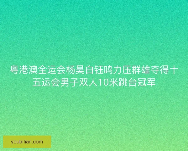 粤港澳全运会杨昊白钰鸣力压群雄夺得十五运会男子双人10米跳台冠军